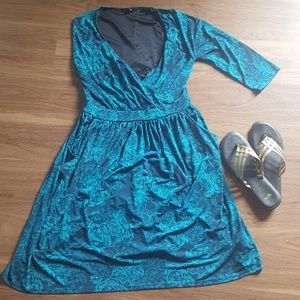 Blue floral print dress